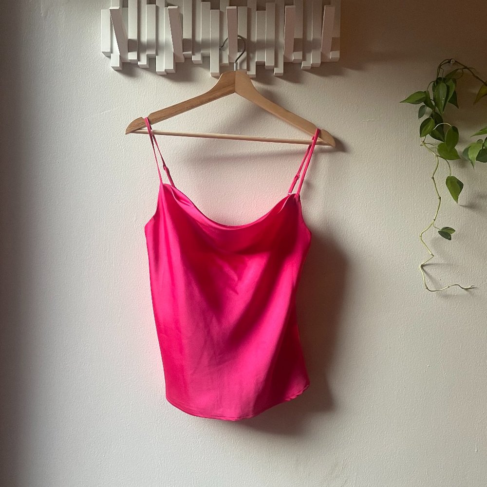 Revolve Superdown Jorden Satin Top in Hot Pink (Size: XS)